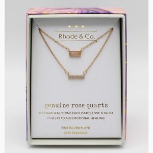 Rhode & Co Semi Precious Genuine Rose Quartz Necklace in Gift Box #633439